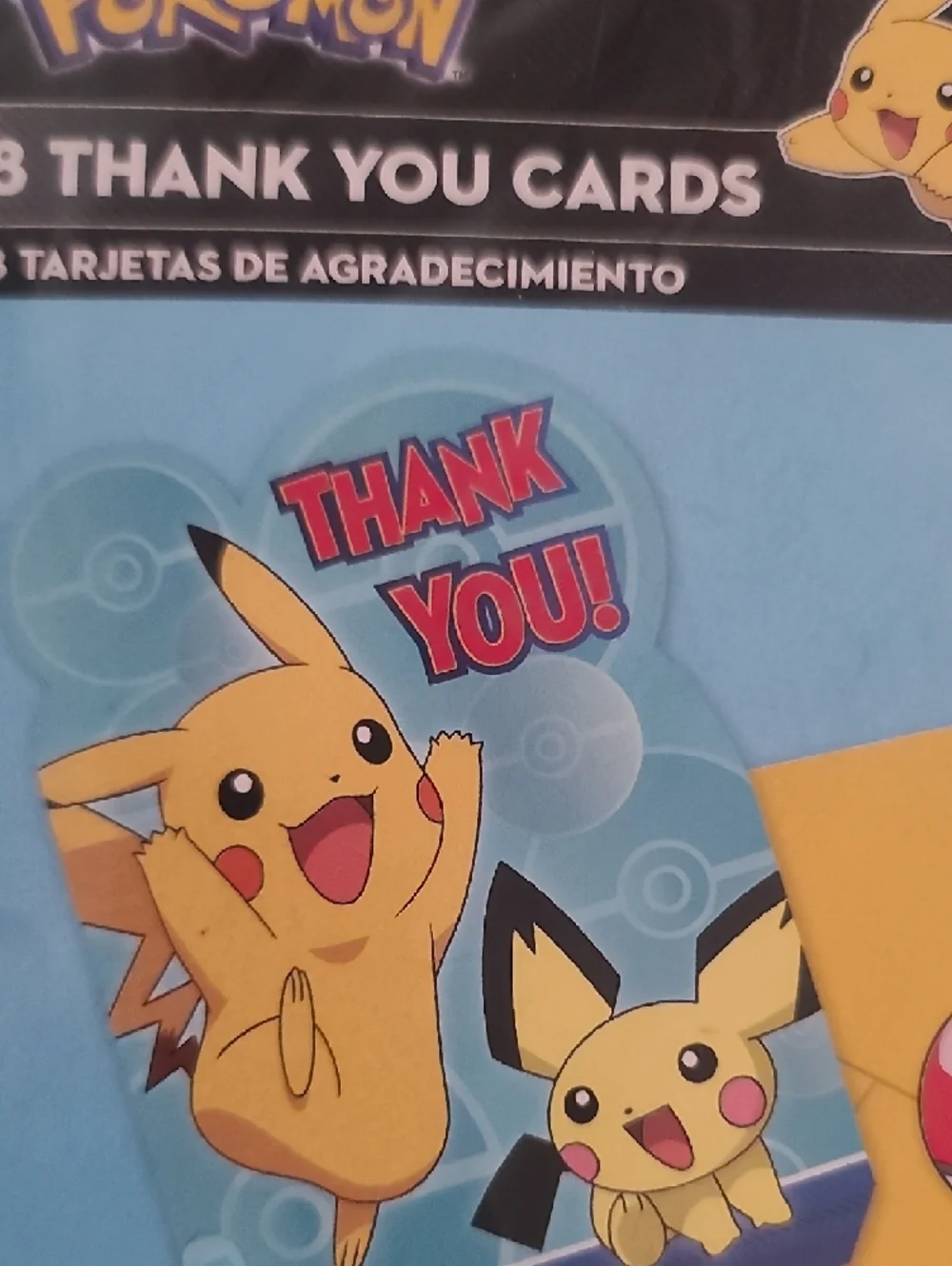 Pokemon Thank You Postcards 8ct - Blue and Yellow - Set of 2